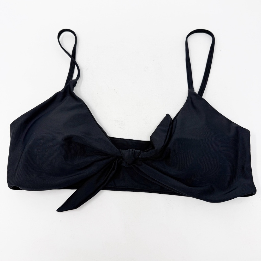 Blooming Jelly Black Bikini Top Size M Bow Adjustable Straps Beach Pool NEW
